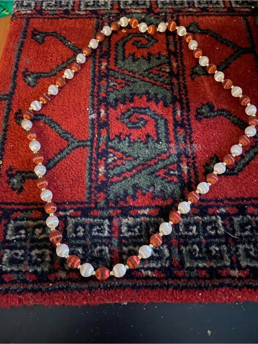 Vintage Silk Wrapped beaded Necklace